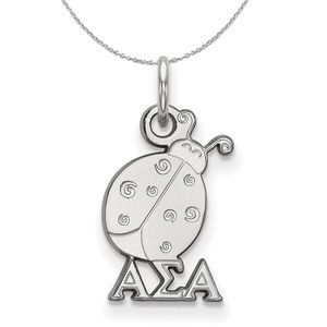 Sterling Silver Alpha Sigma Alpha XS (Tiny) Pendant Necklace - 16 Inch